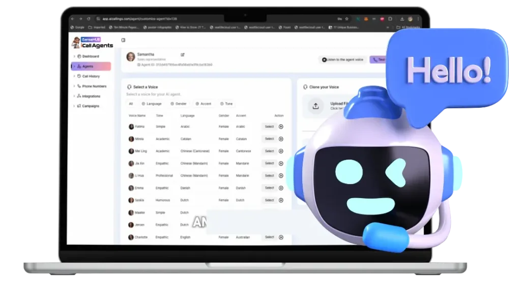 AI voice agent supported by high-end servers delivering consistent customer conversations.